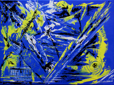 Peinture intitulée "Small Abstract Blue…" par Olga De Weck, Œuvre d'art originale, Acrylique