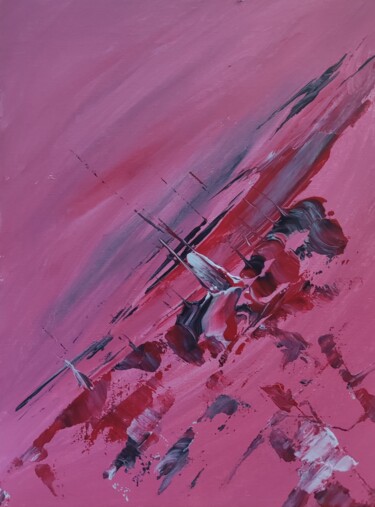 Painting titled "Tiny Pink Abstract…" by Olga De Weck, Original Artwork, Acrylic