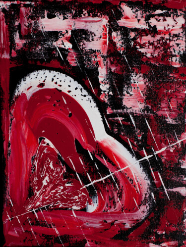 Schilderij getiteld "Abstract Red Painti…" door Olga De Weck, Origineel Kunstwerk, Acryl
