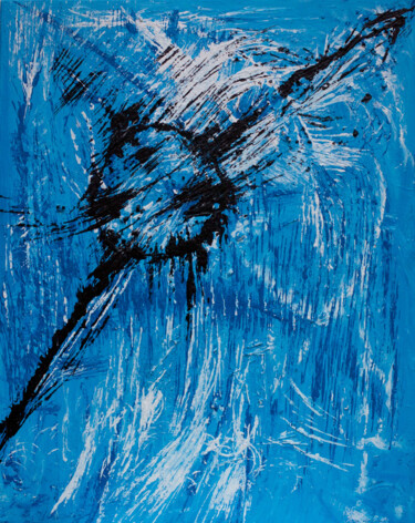Pittura intitolato "Large Blue Mixed Me…" da Olga De Weck, Opera d'arte originale, Acrilico