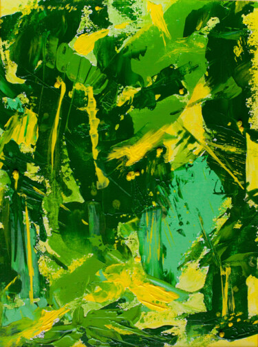 Malerei mit dem Titel "Abstract Green Pain…" von Olga De Weck, Original-Kunstwerk, Acryl