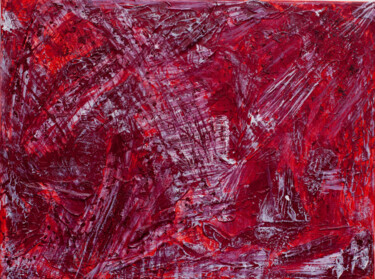 Schilderij getiteld "Small Abstract Red…" door Olga De Weck, Origineel Kunstwerk, Acryl