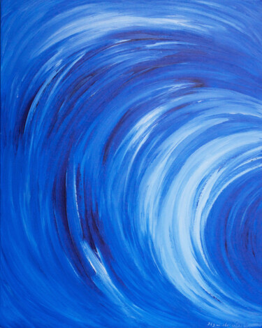 Painting titled "Large Blue Abstract…" by Olga De Weck, Original Artwork, Acrylic