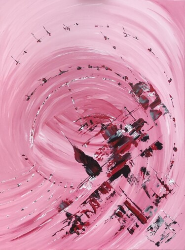 Painting titled "Large Pink Abstract…" by Olga De Weck, Original Artwork, Acrylic