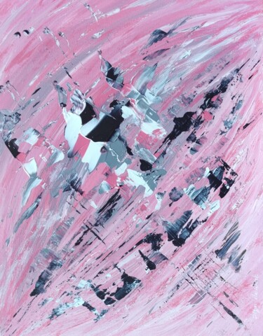 Painting titled "Tiny Pink Abstract…" by Olga De Weck, Original Artwork, Acrylic
