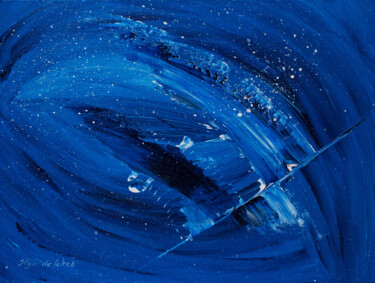 Malerei mit dem Titel "Abstract Blue Paint…" von Olga De Weck, Original-Kunstwerk, Acryl