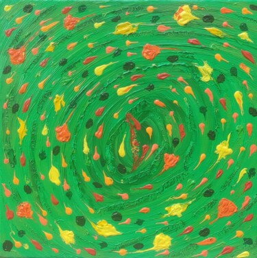 Malerei mit dem Titel "Abstract Square Gre…" von Olga De Weck, Original-Kunstwerk, Acryl