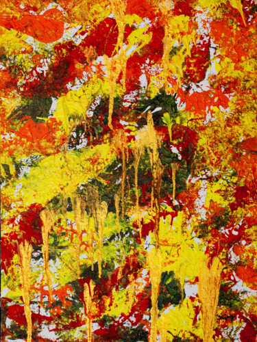 Malerei mit dem Titel "Abstract Yellow Pai…" von Olga De Weck, Original-Kunstwerk, Acryl