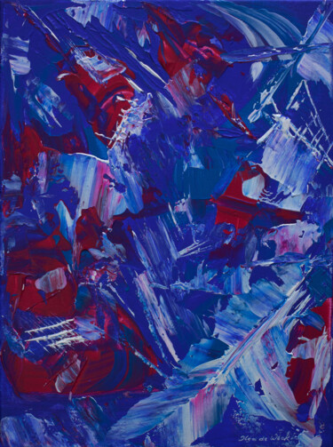 Painting titled "Blue Abstract Paint…" by Olga De Weck, Original Artwork, Acrylic