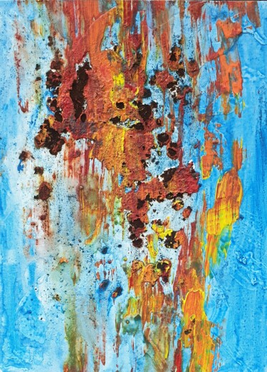 Painting titled "Abstract Blue Paint…" by Olga De Weck, Original Artwork, Acrylic