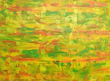 Painting titled "Abstract Yellow Pai…" by Olga De Weck, Original Artwork, Acrylic