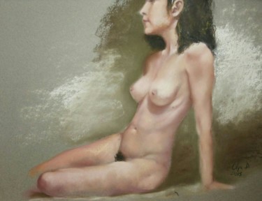 Painting titled "Nude" by Olgad, Original Artwork, Pastel