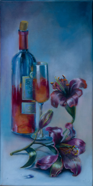 Картина под названием ""Розе для любимой"" - Olga Rybakova, Подлинное произведение искусства, Масло Установлен на Деревянная…
