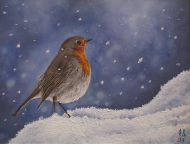 Painting titled "In the snow" by Olga Knezevic, Original Artwork, Oil