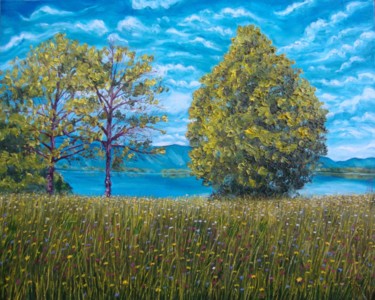 Painting titled "Beautiful blue" by Olga Knezevic, Original Artwork, Oil