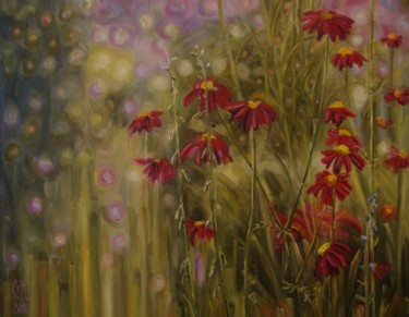 Painting titled "Floral happiness" by Olga Knezevic, Original Artwork, Oil