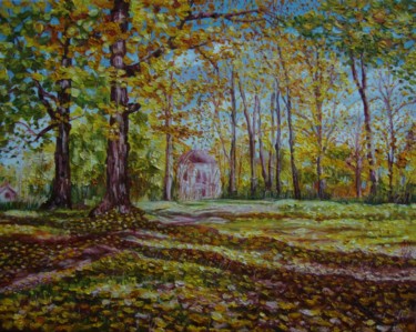 Painting titled "Yellow autumn" by Olga Knezevic, Original Artwork, Oil