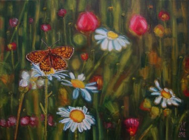 Painting titled "Lovely meadow" by Olga Knezevic, Original Artwork, Oil