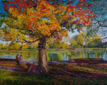 Painting titled "In the autumn" by Olga Knezevic, Original Artwork, Oil
