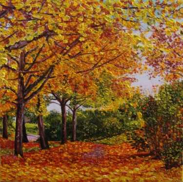 Peinture intitulée "Yellow autumn 1" par Olga Knezevic, Œuvre d'art originale, Huile