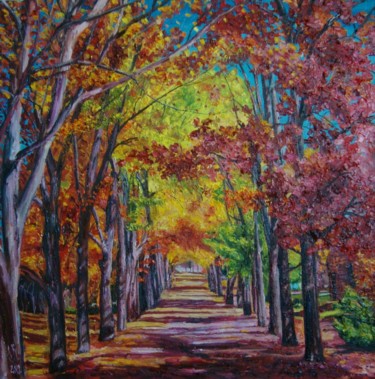 Painting titled "Colorful autumn" by Olga Knezevic, Original Artwork, Oil