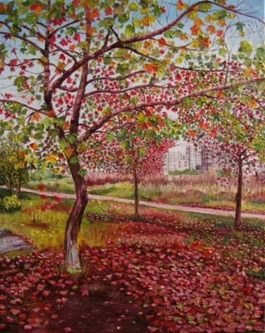 Painting titled "Serena autumn" by Olga Knezevic, Original Artwork, Oil