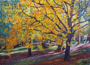 Malerei mit dem Titel "Sunny fall" von Olga Knezevic, Original-Kunstwerk, Öl
