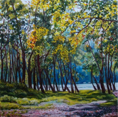 Painting titled "Autumn light" by Olga Knezevic, Original Artwork, Oil