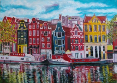 Painting titled "Amsterdam" by Olga Knezevic, Original Artwork, Oil