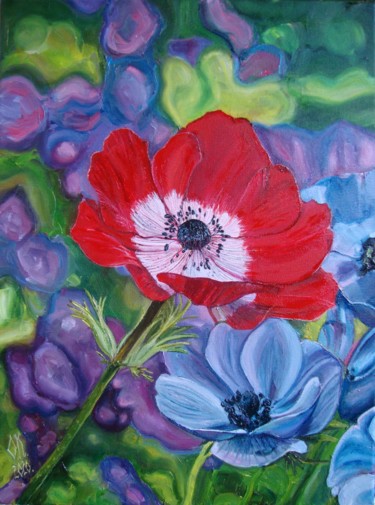 Картина под названием "Colours of spring" - Olga Knezevic, Подлинное произведение искусства, Масло
