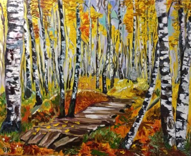 Картина под названием "Autumn song" - Olga Koval, Подлинное произведение искусства, Масло Установлен на Деревянная рама для…
