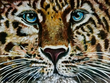 Ζωγραφική με τίτλο "Leopard" από Olga Koval, Αυθεντικά έργα τέχνης, Λάδι