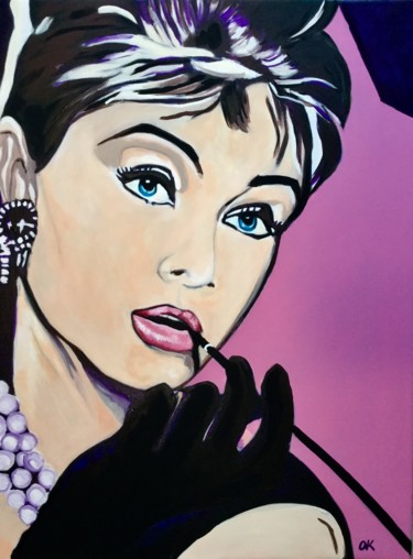 Pintura intitulada "Audrey Hepburn. Acr…" por Olga Koval, Obras de arte originais, Acrílico