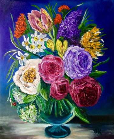 Painting titled "BOUQUET OF FLOWERS.…" by Olga Koval, Original Artwork, Oil