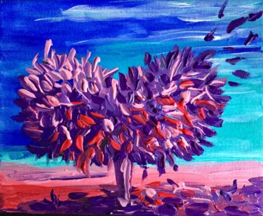Painting titled "Purple tree of love." by Olga Koval, Original Artwork, Acrylic