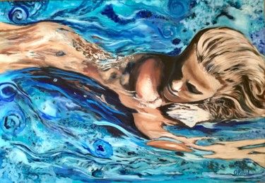 Painting titled "Woman in a water." by Olga Koval, Original Artwork, Acrylic