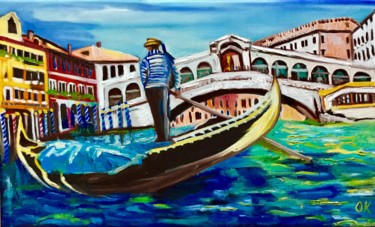 Painting titled "Venice. Rialto brid…" by Olga Koval, Original Artwork, Oil