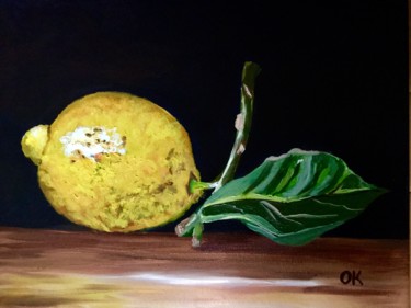 Malerei mit dem Titel "Lemon. Still life." von Olga Koval, Original-Kunstwerk, Öl