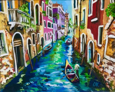 Painting titled "Venice. Gondolier.…" by Olga Koval, Original Artwork, Oil