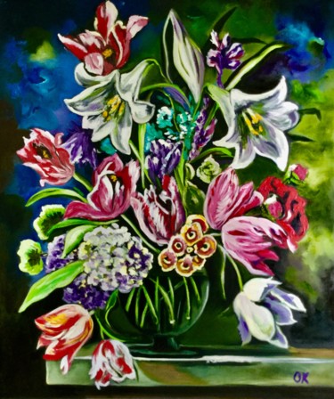 Painting titled "Bouquet of flowers ." by Olga Koval, Original Artwork, Oil