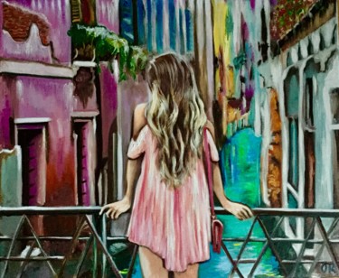 Painting titled "WALKING AROUND VENI…" by Olga Koval, Original Artwork, Oil