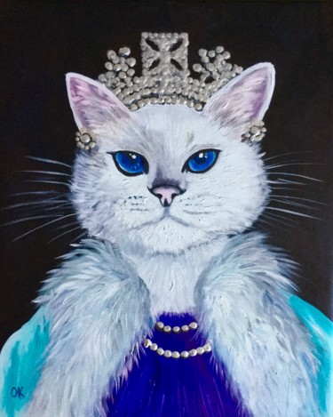绘画 标题为“Cat La Queen Elizab…” 由Olga Koval, 原创艺术品, 丙烯