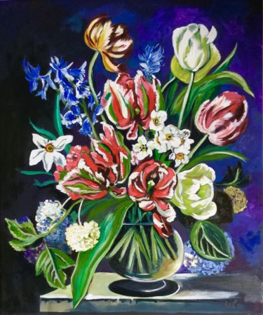 Bouquet of flowers . Картина под названием "Bouquet of flowers ." - Olga Koval, Подлинное произведение искусства, Масло