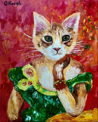 Pintura titulada "CAT LA MADAME JEANN…" por Olga Koval, Obra de arte original, Oleo