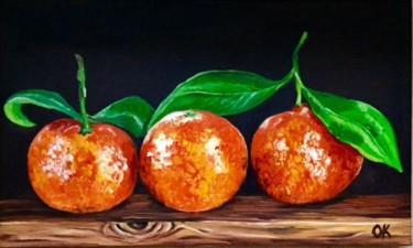 Painting titled "ORANGES. STILL LIFE…" by Olga Koval, Original Artwork, Oil Mounted on Wood Stretcher frame