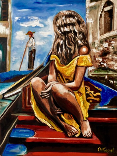 Peinture intitulée "Girl in Venice" par Olga Koval, Œuvre d'art originale, Huile
