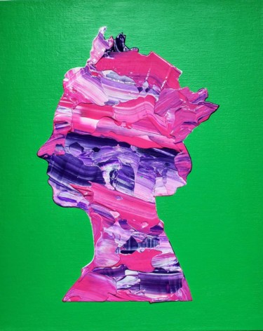 Painting titled "QUEEN #48 ON GREEN…" by Olga Koval, Original Artwork, Acrylic