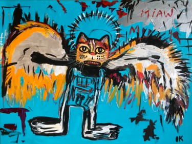 Pintura titulada "Fallen Cat inspired…" por Olga Koval, Obra de arte original, Acrílico Montado en Bastidor de camilla de ma…