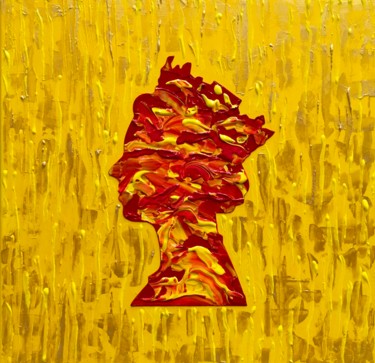 Peinture intitulée "QUEEN #72 ON YELLOW…" par Olga Koval, Œuvre d'art originale, Acrylique Monté sur Châssis en bois