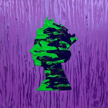 Painting titled "QUEEN #73 ON PURPLE…" by Olga Koval, Original Artwork, Acrylic Mounted on Wood Stretcher frame